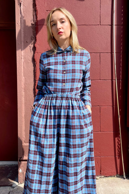 Gretchen Pant in Seaside Plaid Cotton Flannel Pants CHRISTINE ALCALAY