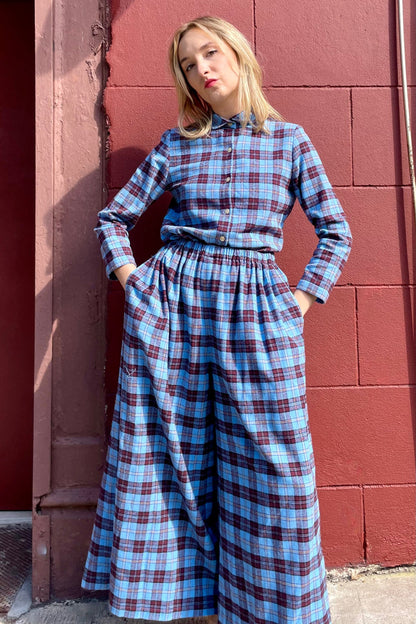 Gretchen Pant in Seaside Plaid Cotton Flannel Pants CHRISTINE ALCALAY Seaside Plaid XS/S