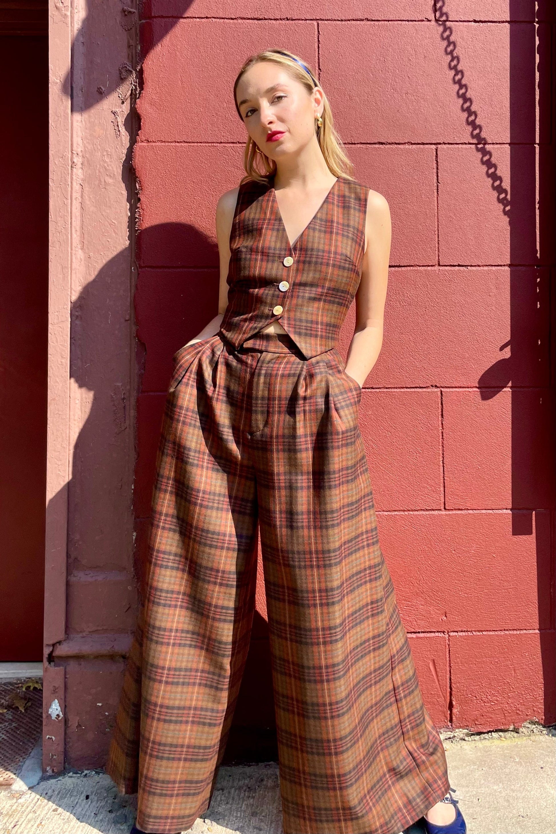 Katherine Pant in Fireside Plaid Wool Pant CHRISTINE ALCALAY   