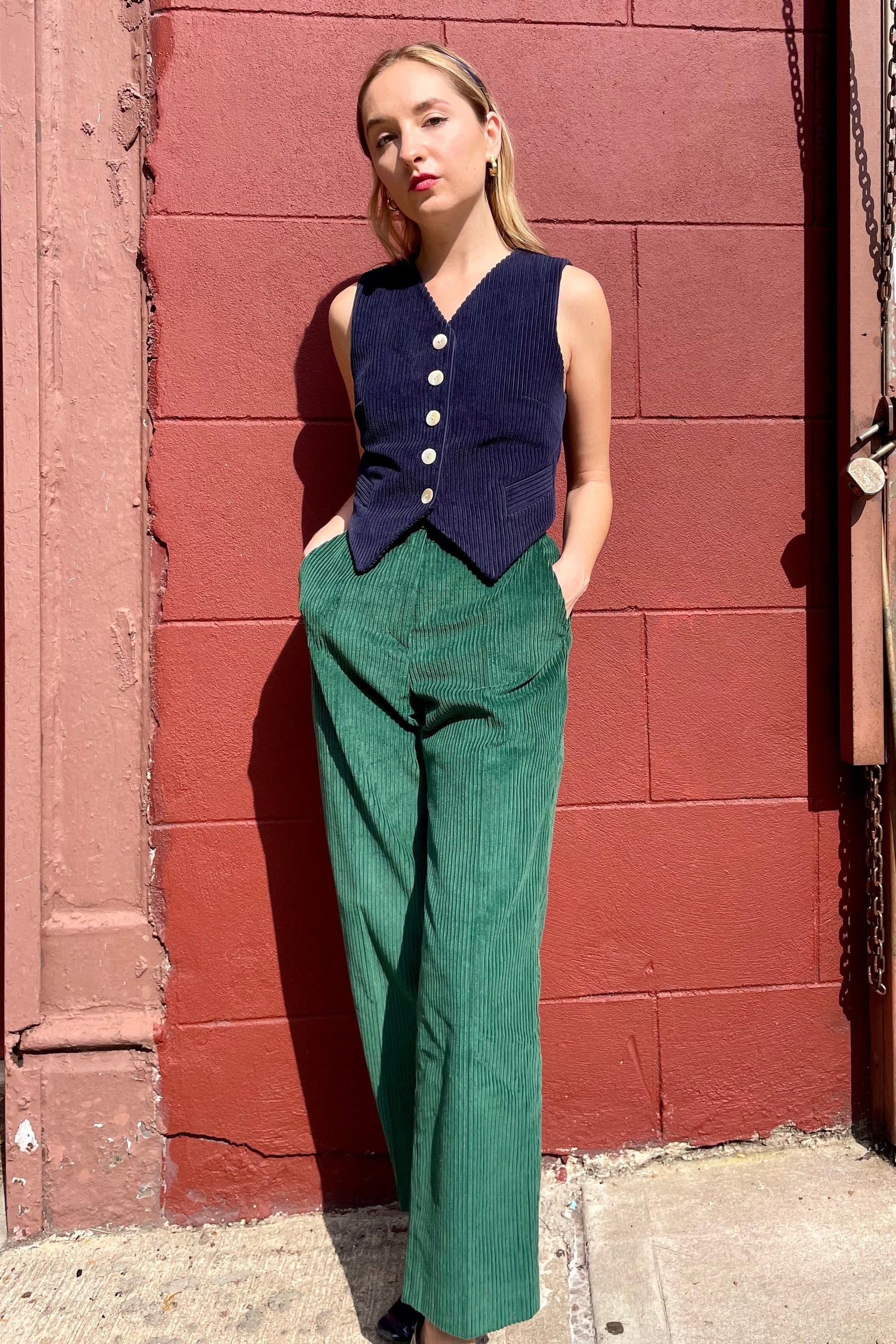 Piper Pant in Wide Wale Corduroy Pant CHRISTINE ALCALAY Pine 0 