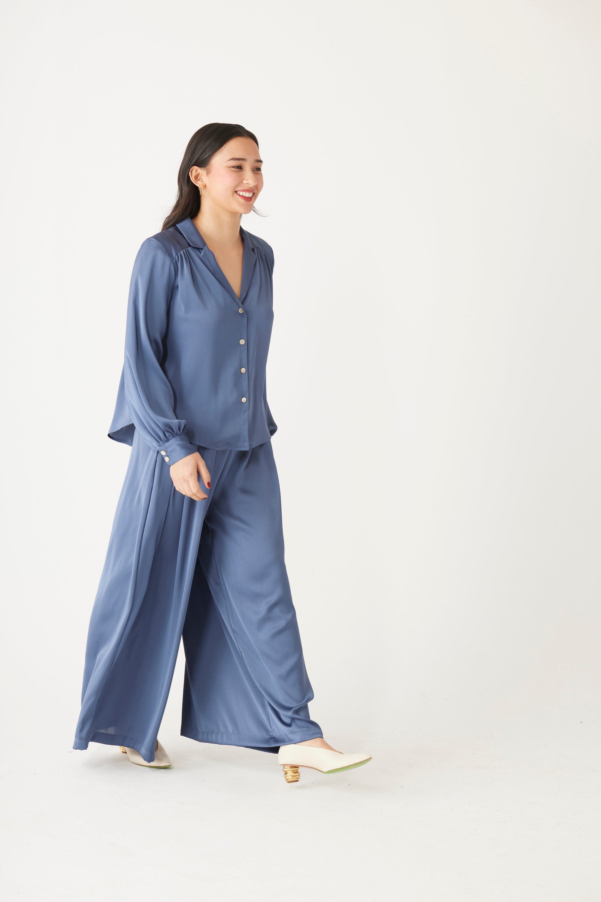 Gretchen Pant in Japanese Charmeuse Pant CHRISTINE ALCALAY Slate Blue XS/S 