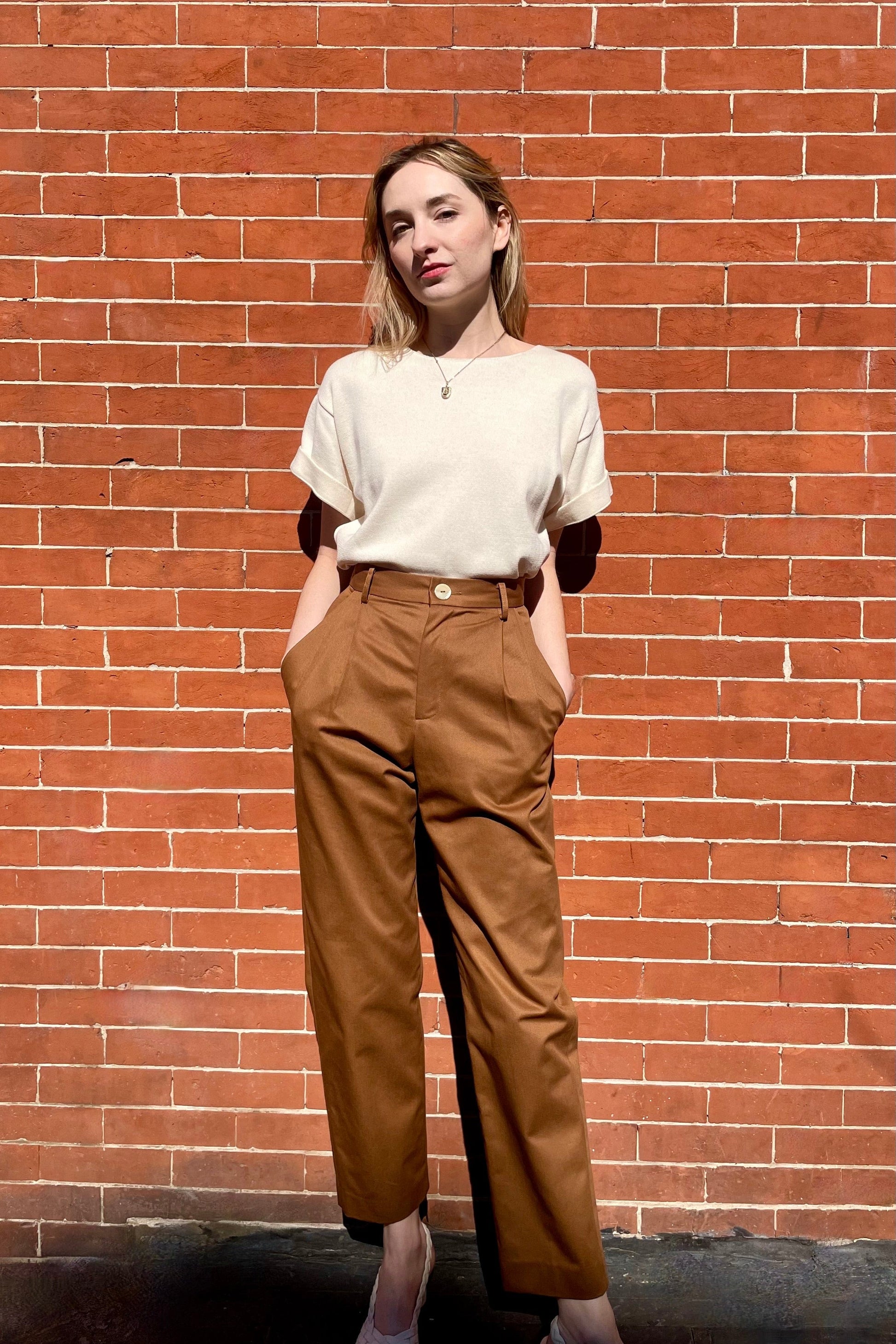 Sophia Pant in Cotton Twill Pant CHRISTINE ALCALAY Cigar 0 