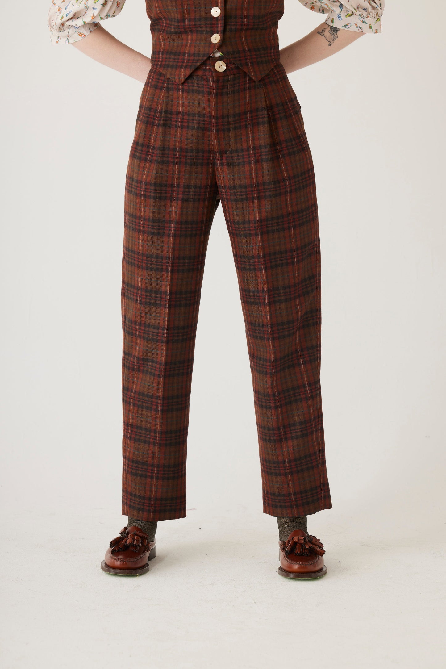 Sophia Trouser in Fireside Plaid Wool Pant CHRISTINE ALCALAY   