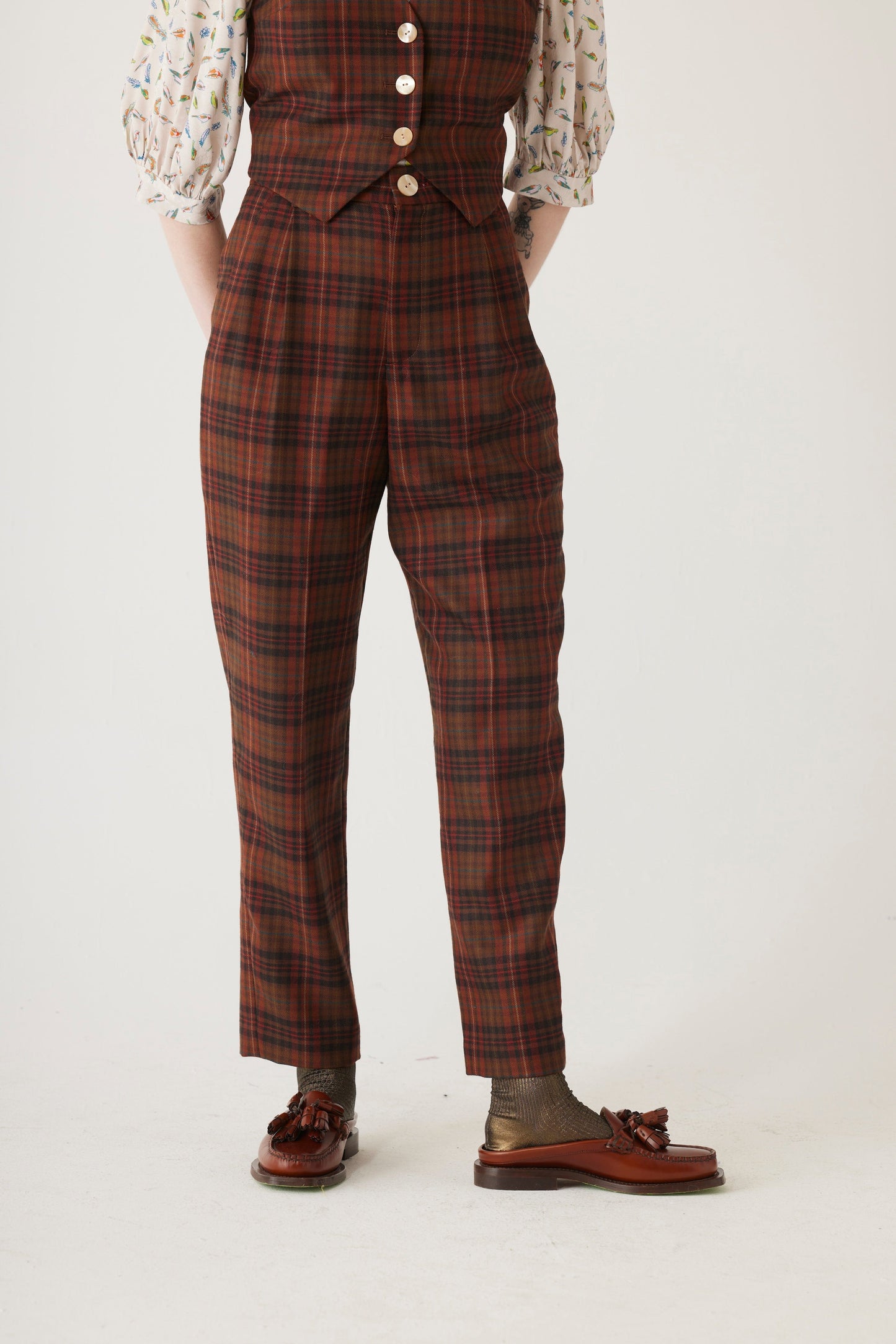 Sophia Trouser in Fireside Plaid Wool Pant CHRISTINE ALCALAY   