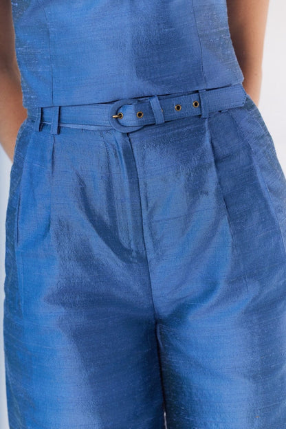 Amandine Pant in Bleuet Silk Dupioni Pants CHRISTINE ALCALAY