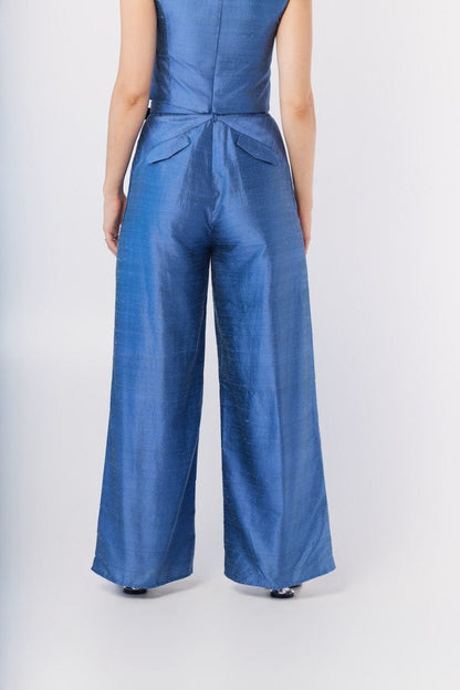 Amandine Pant in Bleuet Silk Dupioni Pants CHRISTINE ALCALAY