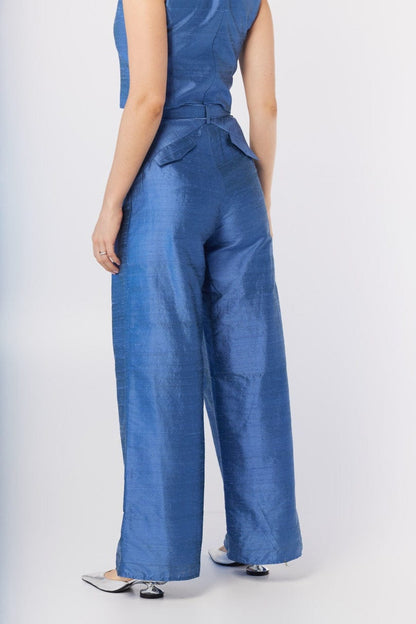 Amandine Pant in Bleuet Silk Dupioni Pants CHRISTINE ALCALAY