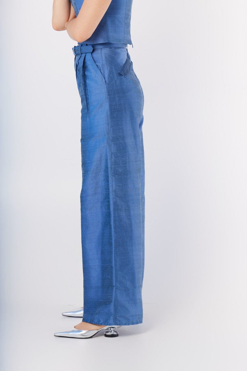 Amandine Pant in Bleuet Silk Dupioni Pants CHRISTINE ALCALAY