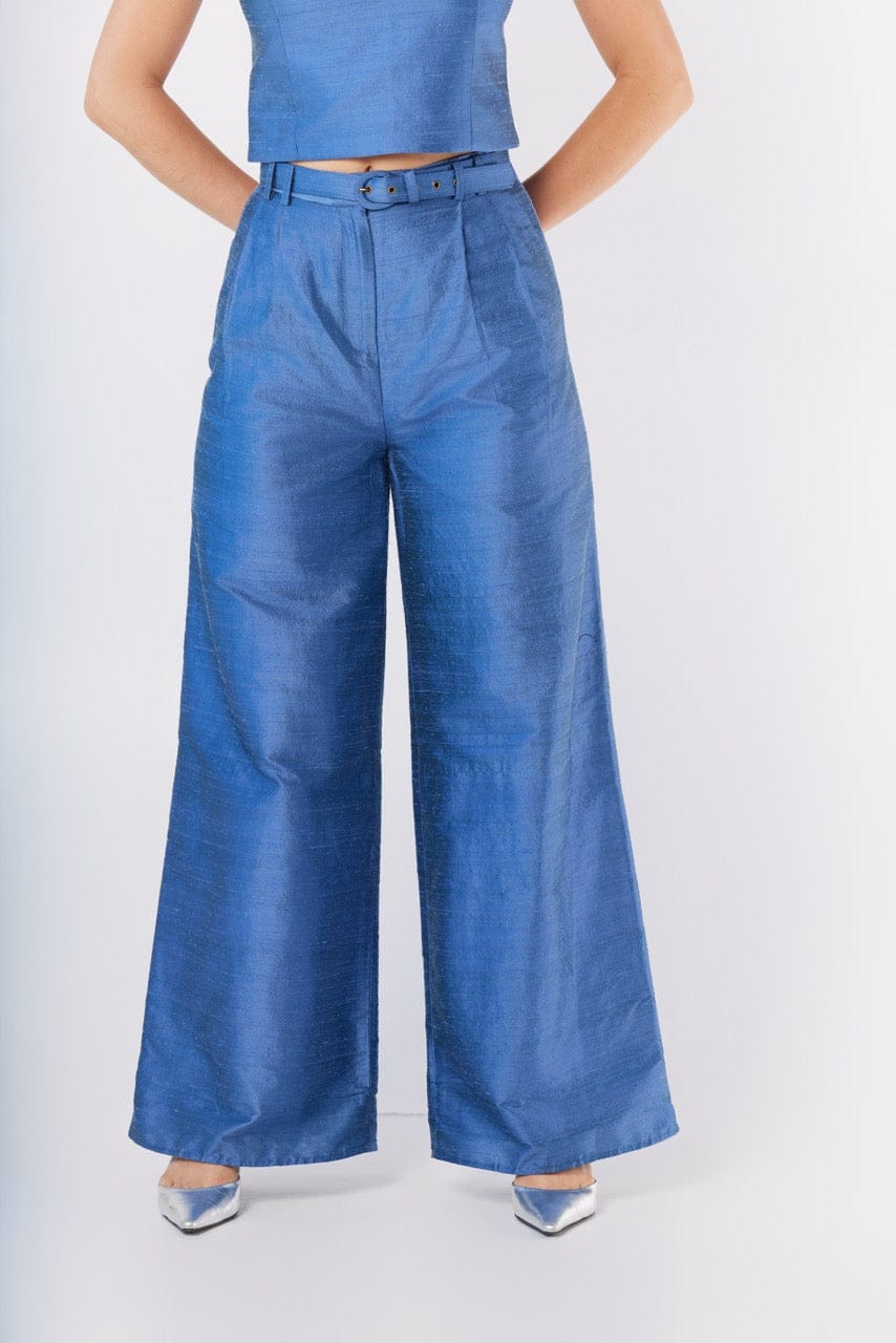 Amandine Pant in Bleuet Silk Dupioni Pants CHRISTINE ALCALAY