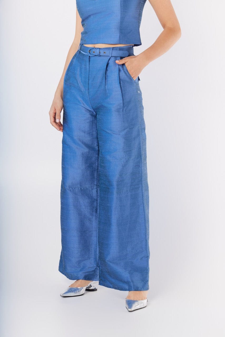 Amandine Pant in Bleuet Silk Dupioni Pants CHRISTINE ALCALAY