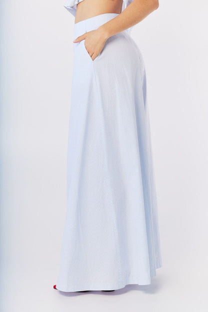 Angela Pants in Blue Stripe Seersucker Pants CHRISTINE ALCALAY