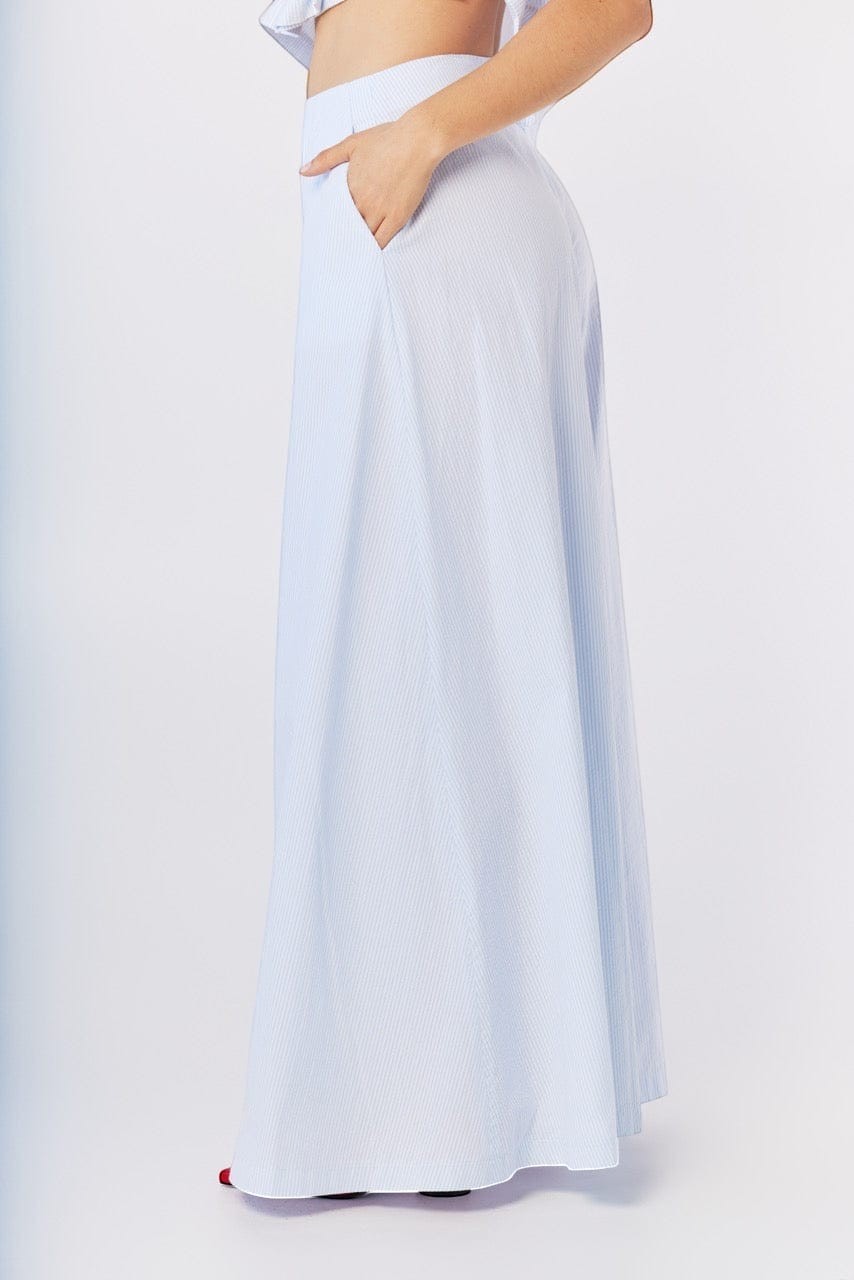 Angela Pants in Blue Stripe Seersucker Pants CHRISTINE ALCALAY