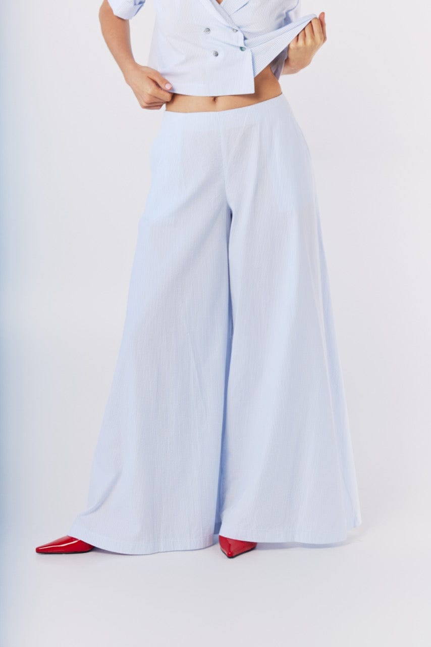 Angela Pants in Blue Stripe Seersucker Pants CHRISTINE ALCALAY