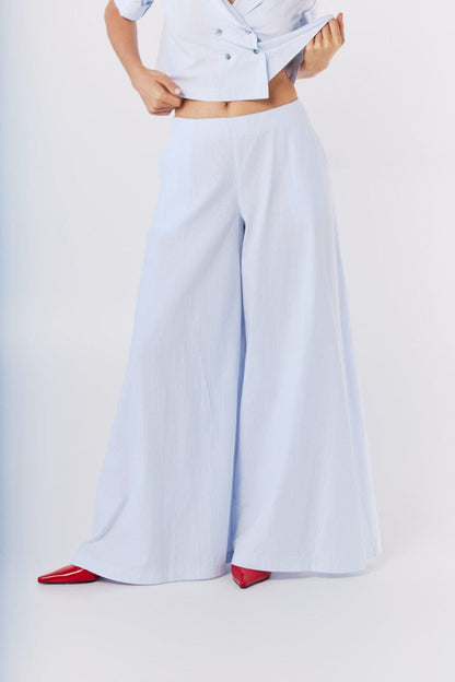 Angela Pants in Blue Stripe Seersucker Pants CHRISTINE ALCALAY