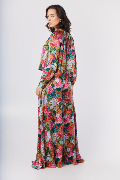 Angela Pants in Pom Floral Washed Silk Pants CHRISTINE ALCALAY