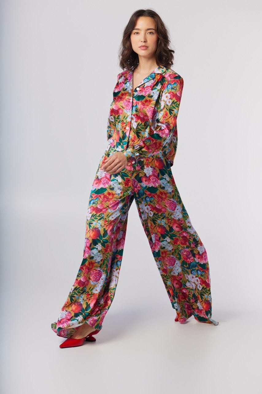 Angela Pants in Pom Floral Washed Silk Pants CHRISTINE ALCALAY