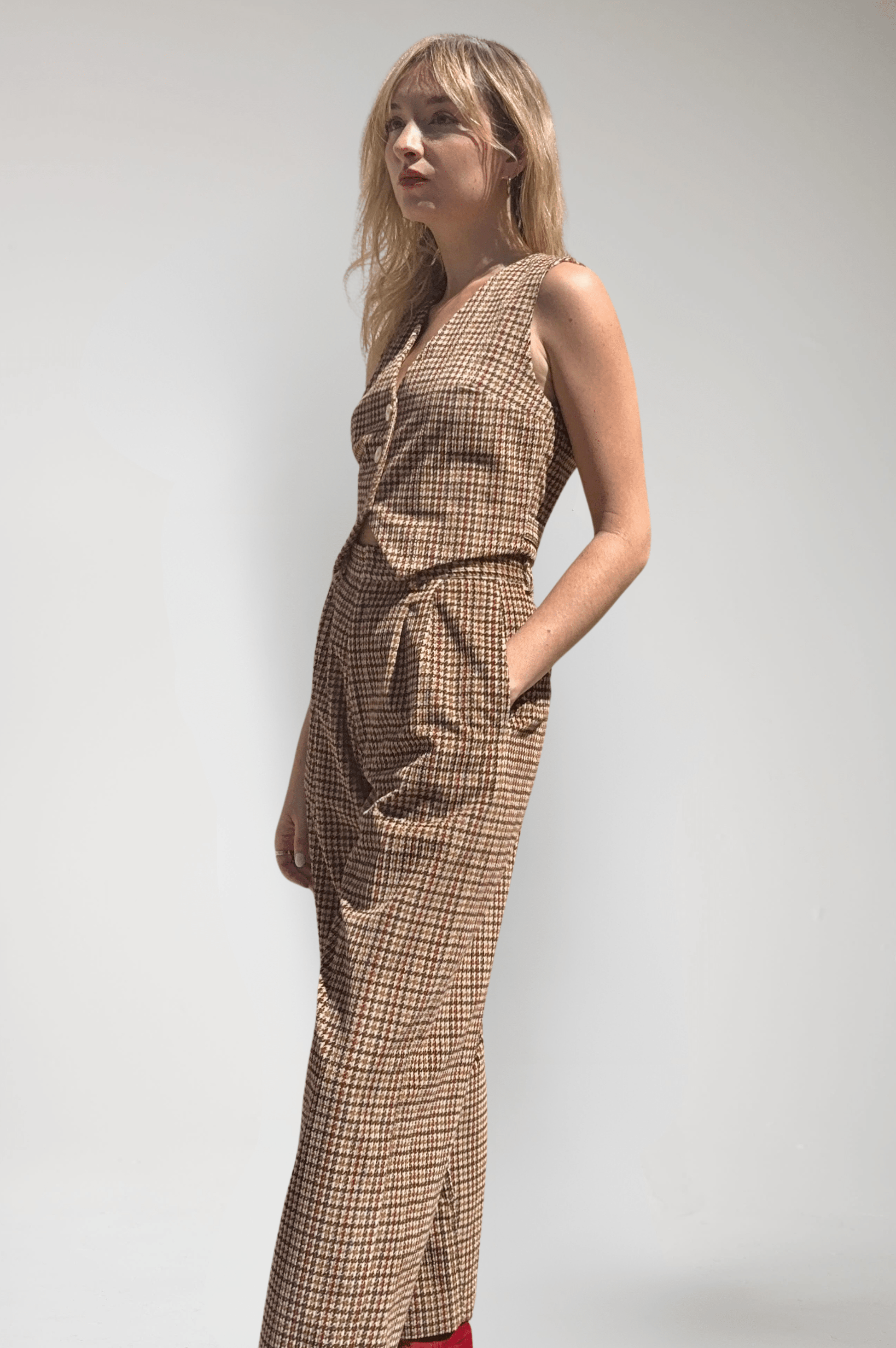 Charlie Pant in Italian Corduroy Houndstooth Pants CHRISTINE ALCALAY