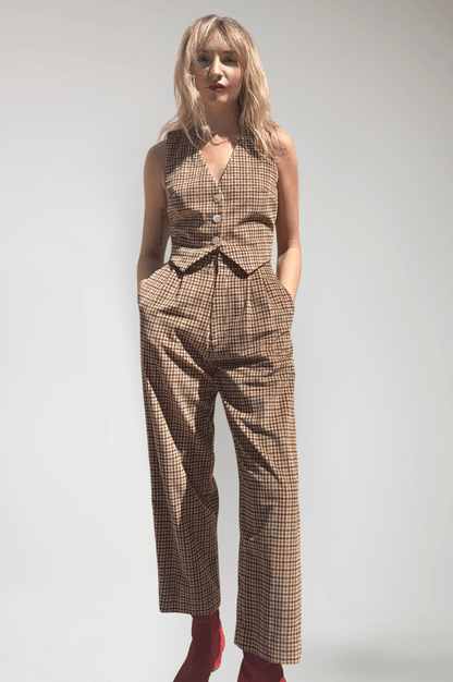 Charlie Pant in Italian Corduroy Houndstooth Pants CHRISTINE ALCALAY Italian Houndstooth 0