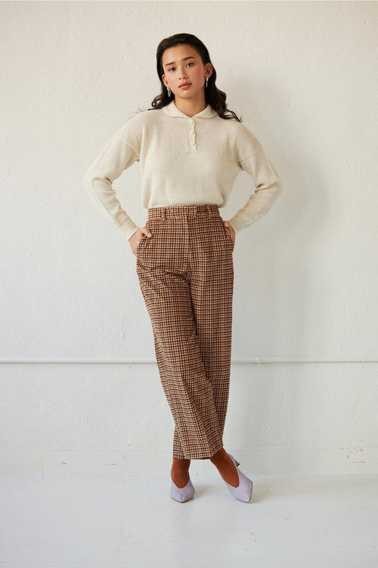 Piper Pant in in Italian Houndstooth Corduroy Pants CHRISTINE ALCALAY Houndstooth Corduroy 10 