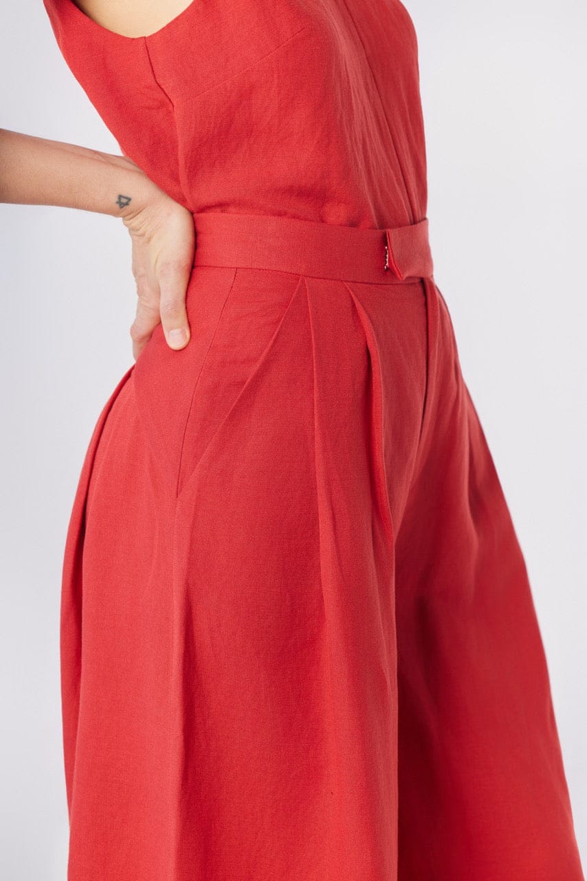 Katherine Pant in Cayenne Red Linen Blend Pants CHRISTINE ALCALAY