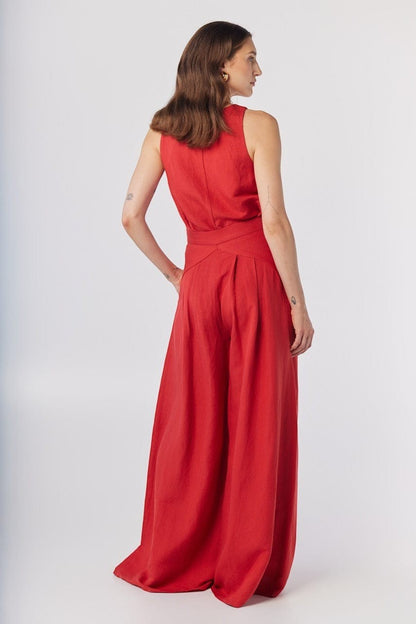 Katherine Wide Leg Pant in Linen Pants CHRISTINE ALCALAY