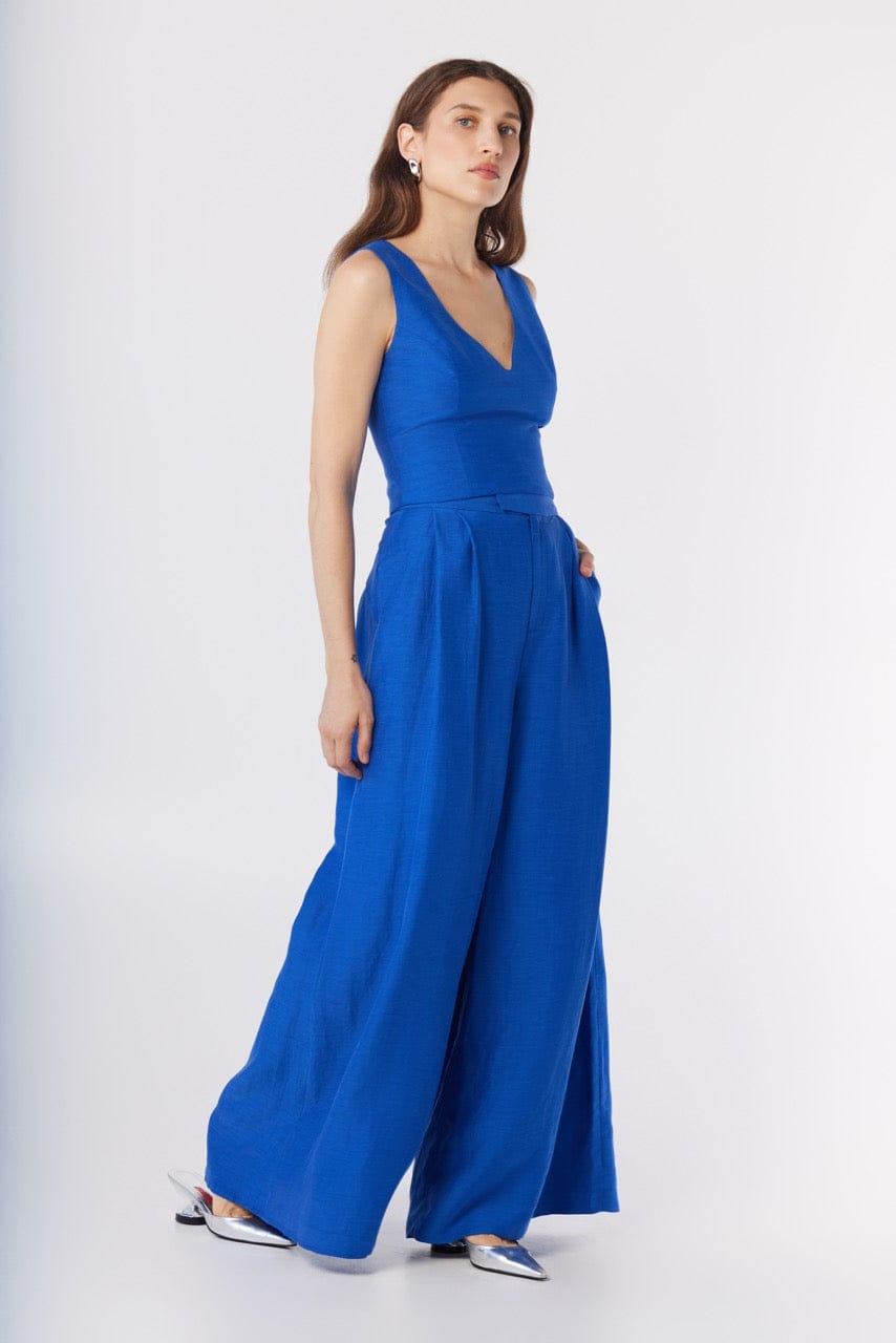 Katherine Pant in Lapis Blue Cupro Linen Pants CHRISTINE ALCALAY