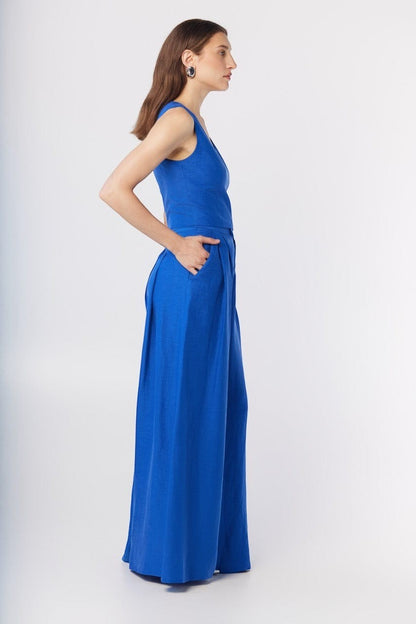 Katherine Wide Leg Pant in Cupro Linen Pants CHRISTINE ALCALAY