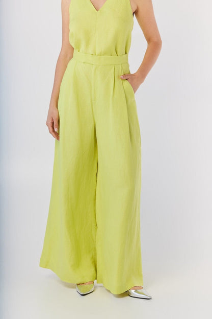 Katherine Pant in Lemongrass Linen Blend Pants CHRISTINE ALCALAY Lemongrass 0