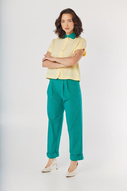 Patty Pant in Malachite Green Cotton Pants CHRISTINE ALCALAY Malachite Green Extra Small