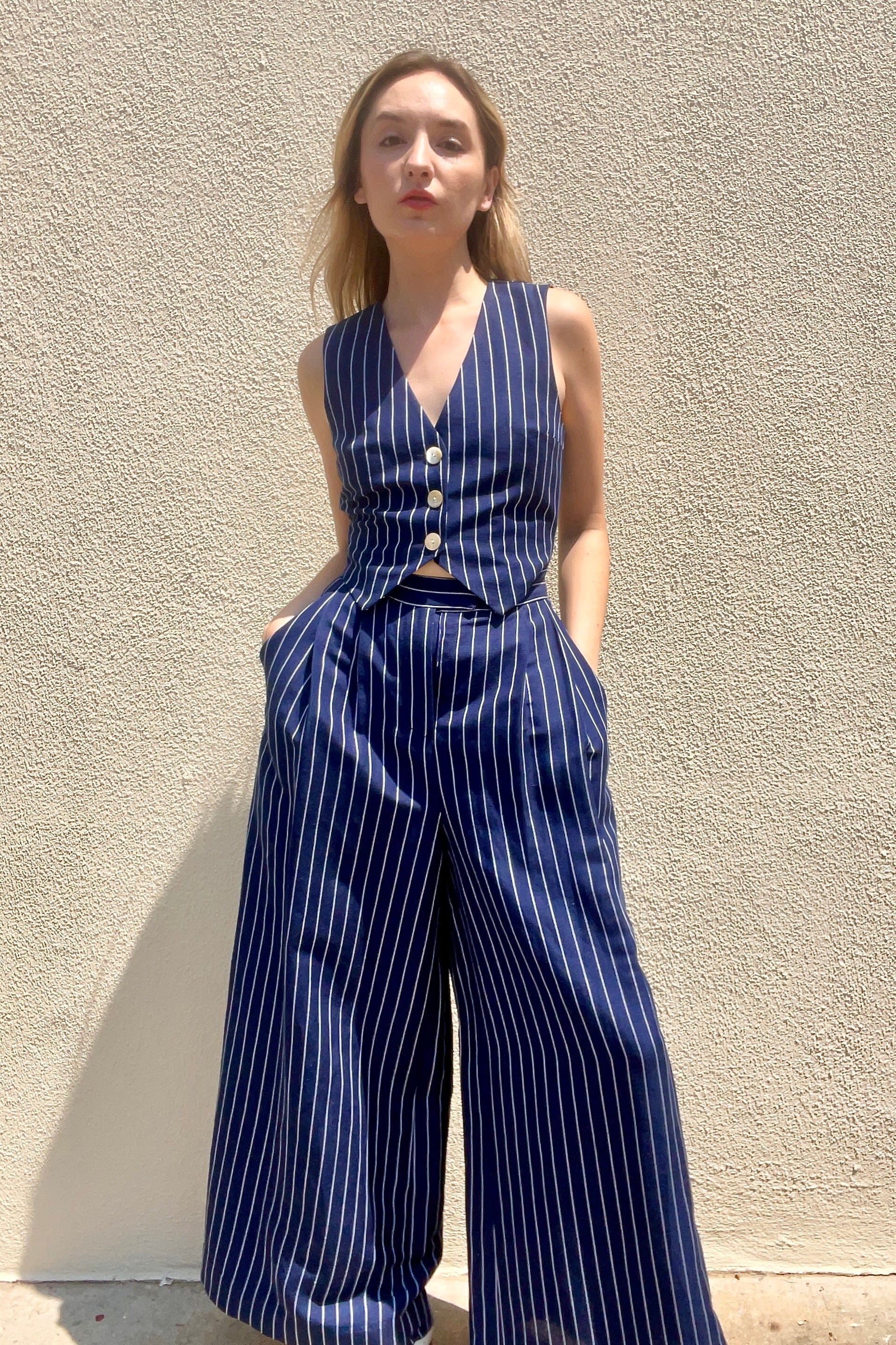 Katherine Pant in Midnight Stripe Pants CHRISTINE ALCALAY Midnight Stripe 0 