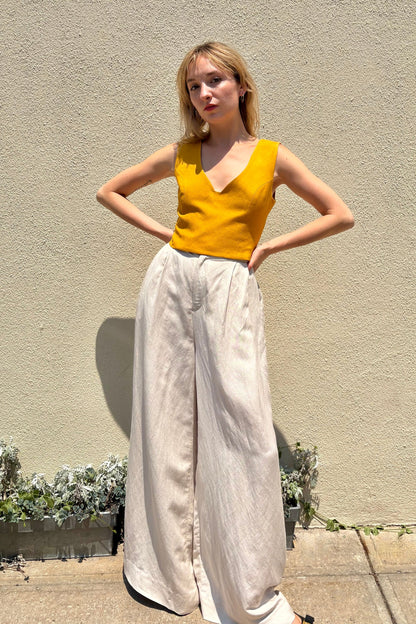 Katherine Pant in Oyster Linen Blend Pants CHRISTINE ALCALAY