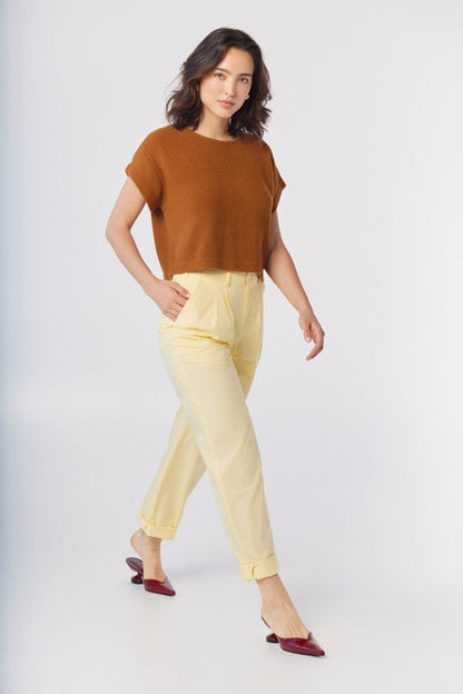 Patty Pant in Limoncello Yellow Cotton Pants CHRISTINE ALCALAY