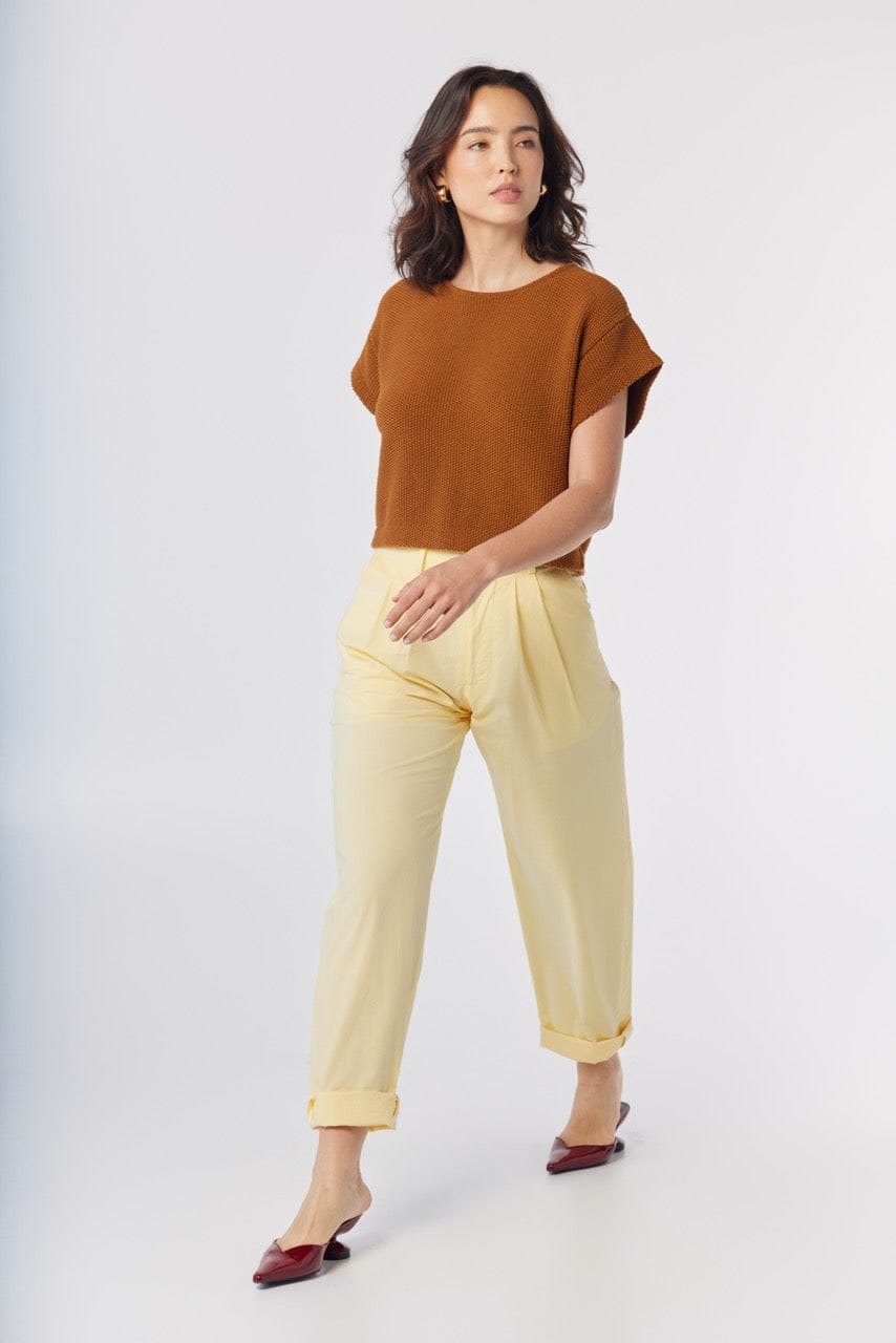 Patty Pant in Limoncello Yellow Cotton Pants CHRISTINE ALCALAY