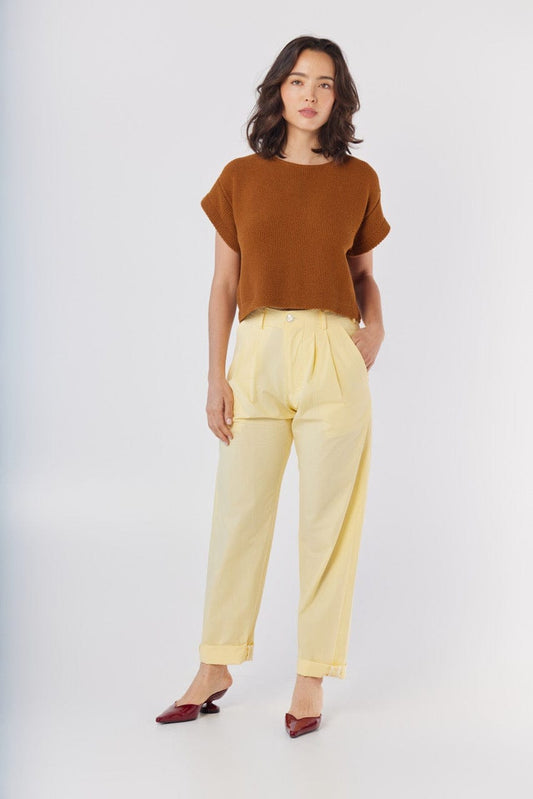 Patty Pant in Limoncello Yellow Cotton Pants CHRISTINE ALCALAY