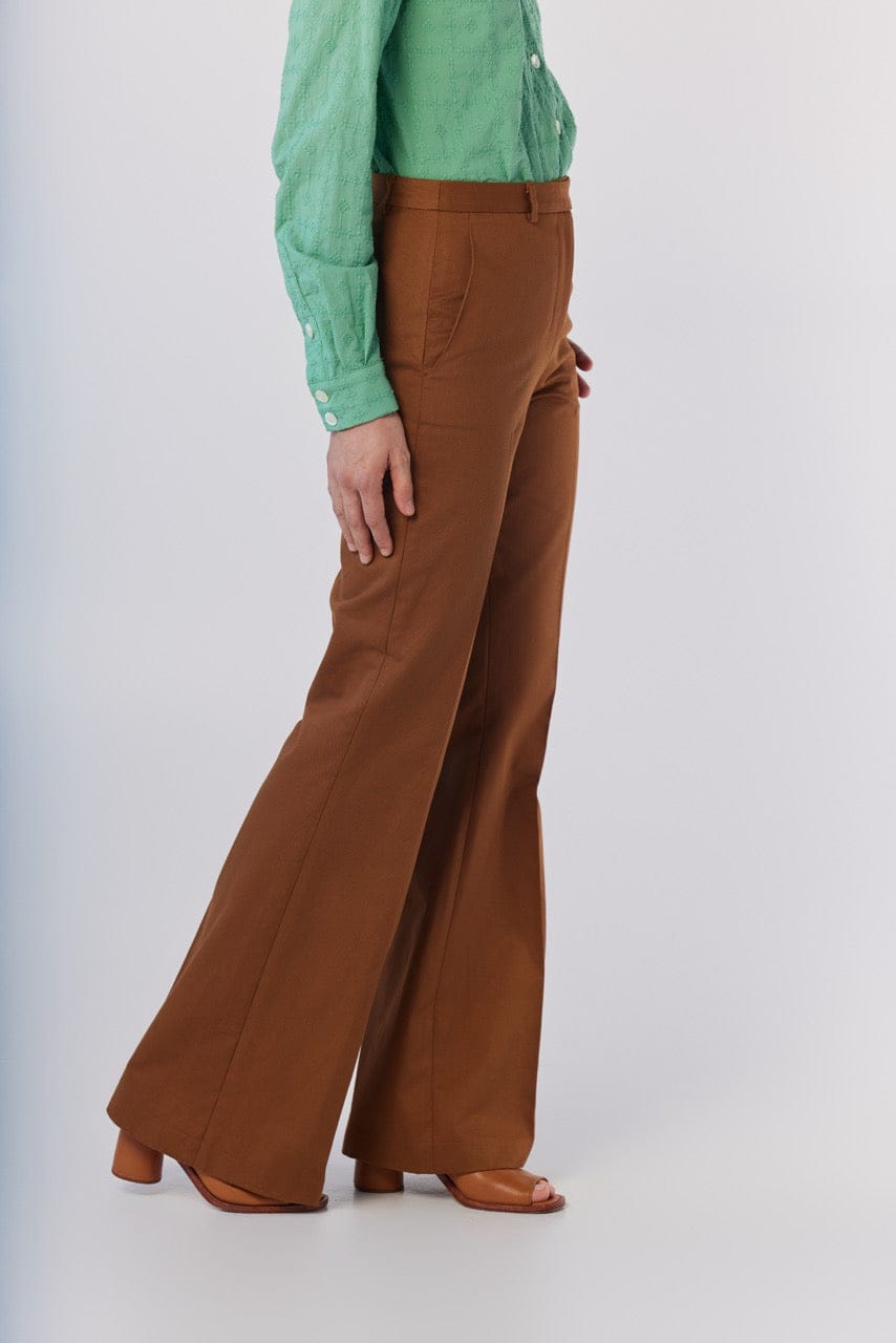 Sandy Trouser in Cigar Cotton Twill Pants CHRISTINE ALCALAY