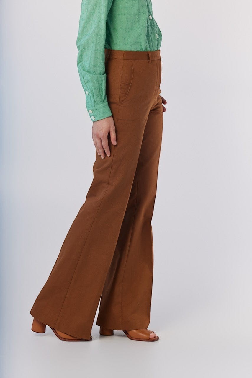 Sandy Trouser in Cigar Cotton Twill Pants CHRISTINE ALCALAY