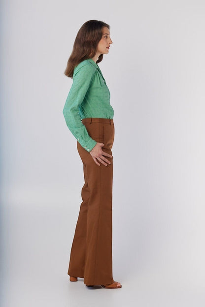 Sandy Trouser in Cigar Cotton Twill Pants CHRISTINE ALCALAY