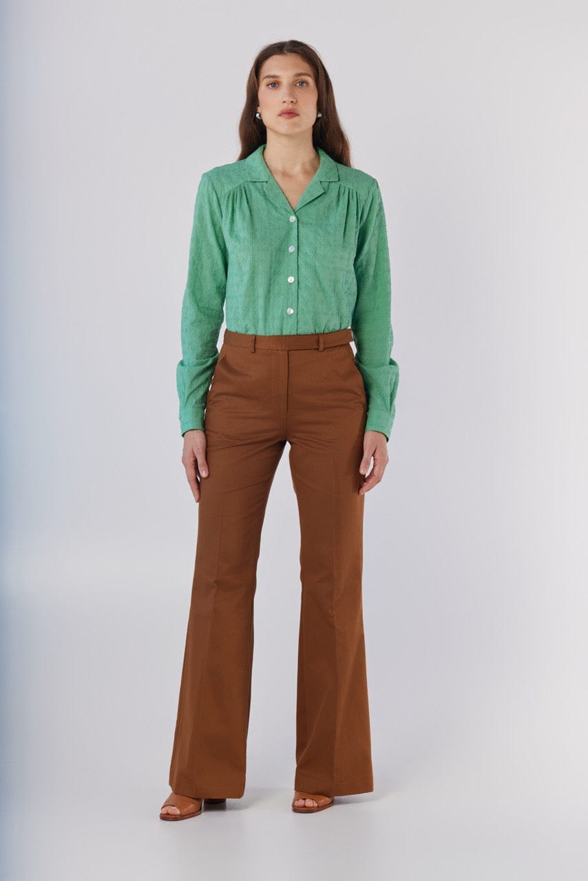 Sandy Trouser in Cigar Cotton Twill Pants CHRISTINE ALCALAY