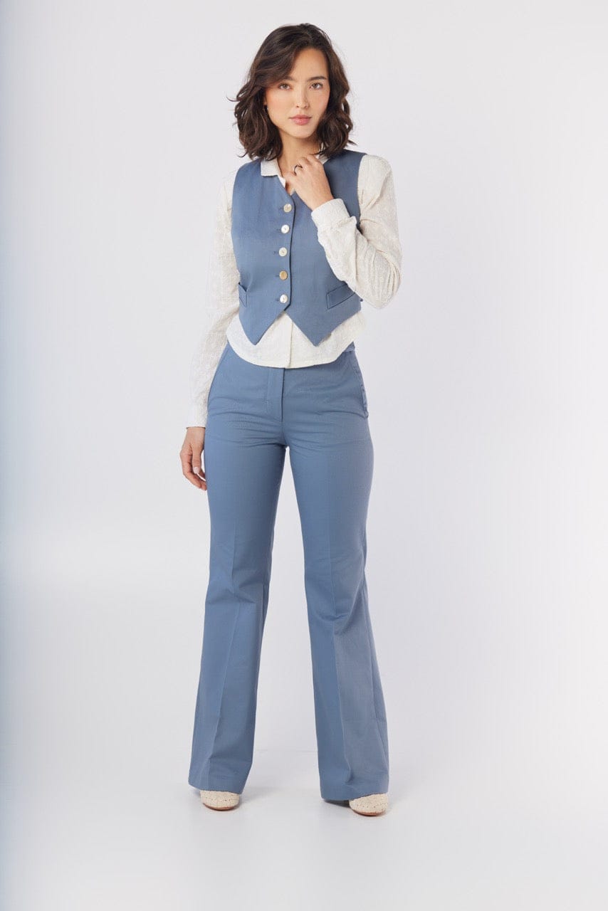 Sandy Trouser in Ocean Cotton Twill Pants CHRISTINE ALCALAY