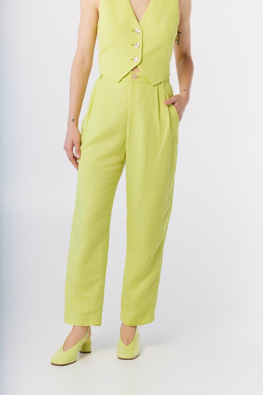 Sophia Pant in Lemongrass Linen Blend Pants CHRISTINE ALCALAY