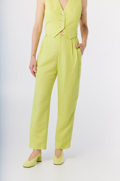 Sophia Pant in Lemongrass Linen Blend Pants CHRISTINE ALCALAY