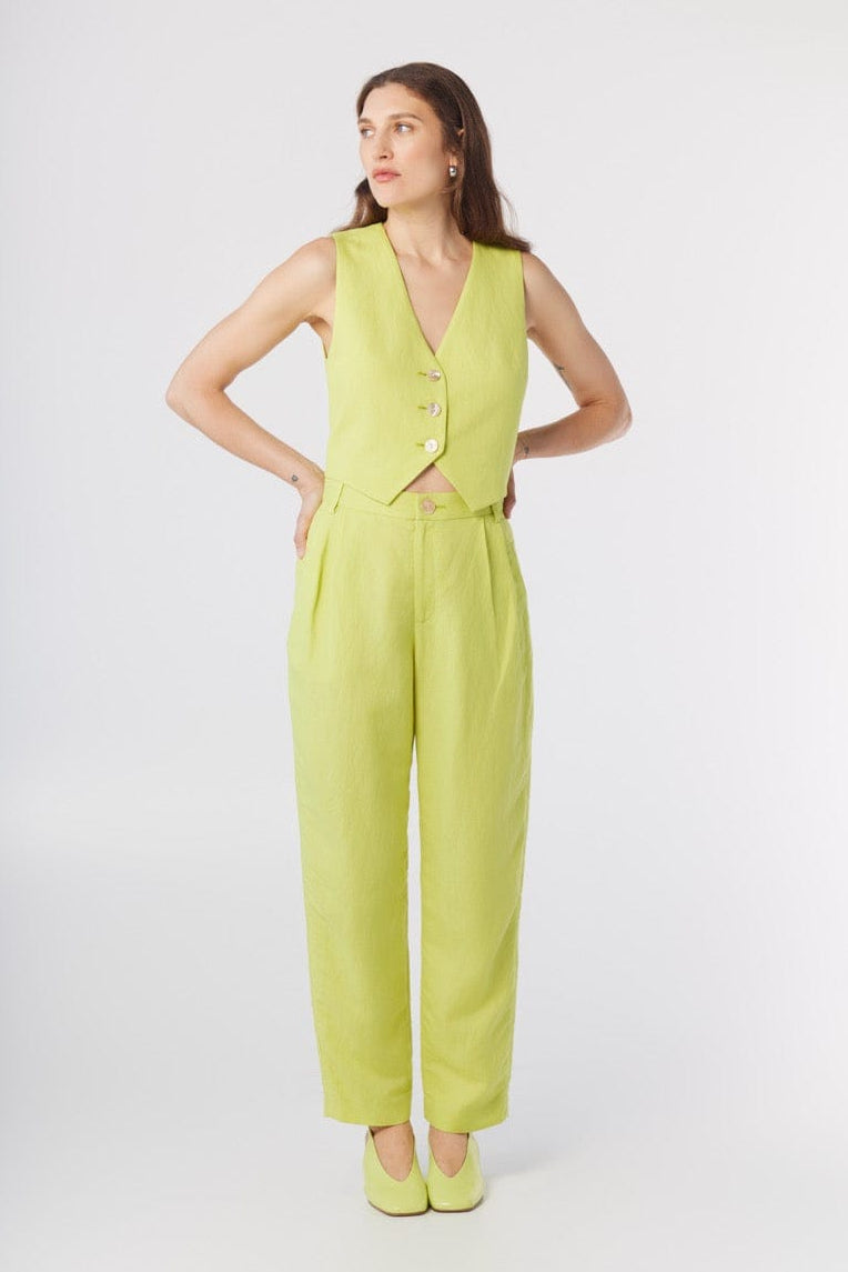 Sophia Pant in Lemongrass Linen Blend Pants CHRISTINE ALCALAY