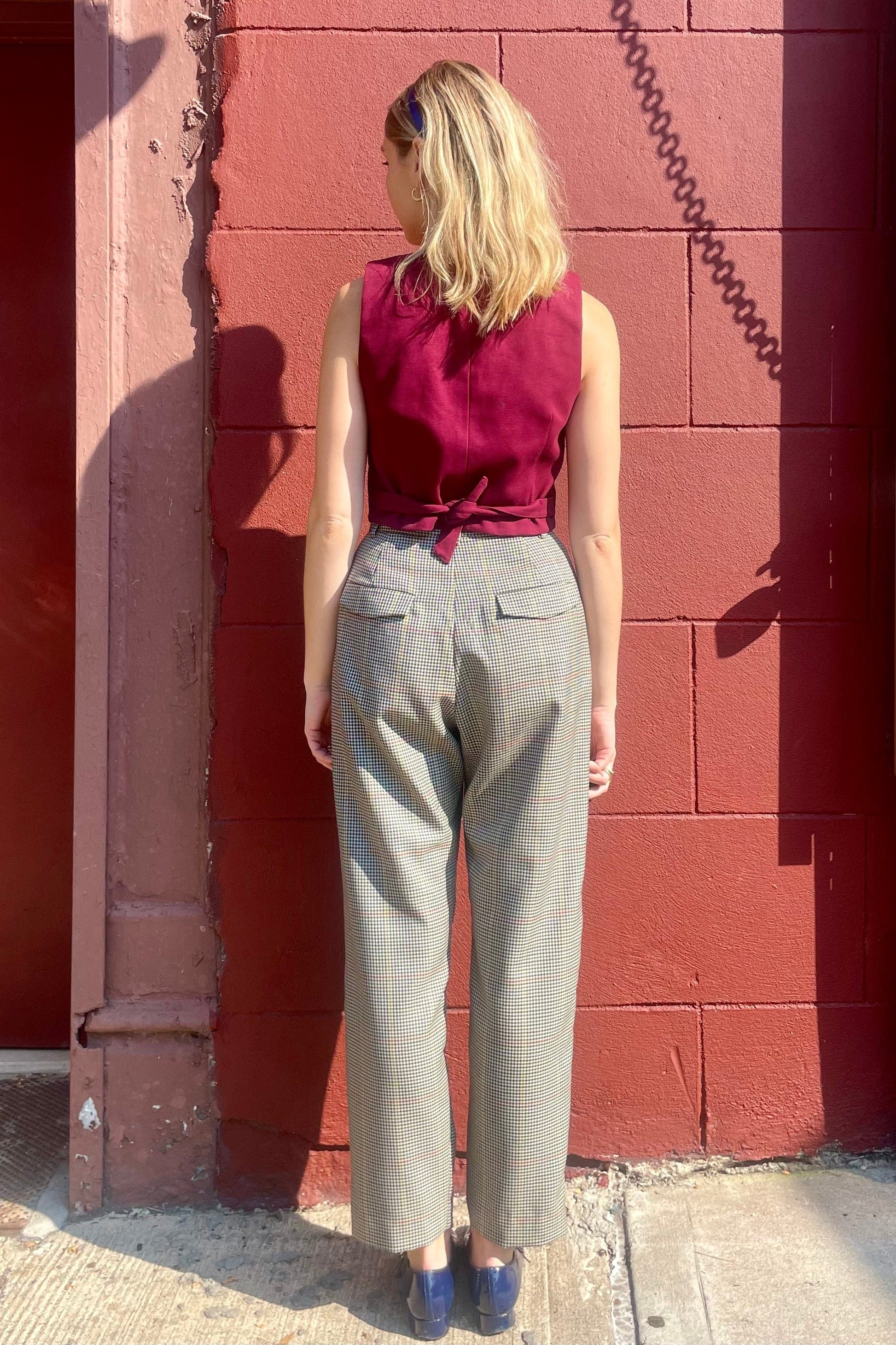 Sophia Trouser in Tropical Wool Plaid Pants CHRISTINE ALCALAY   