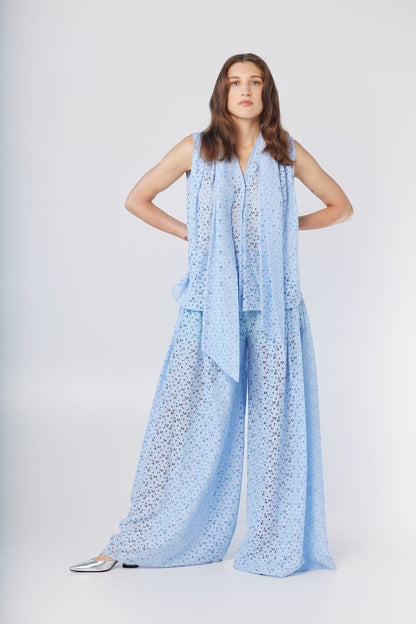 Victoria Pant in Bluebell Corded Lace Pants CHRISTINE ALCALAY