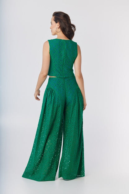 Victoria Pant in Malachite Green Lace Pants CHRISTINE ALCALAY