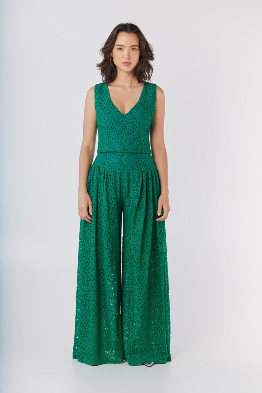 Victoria Pant in Malachite Green Lace Pants CHRISTINE ALCALAY