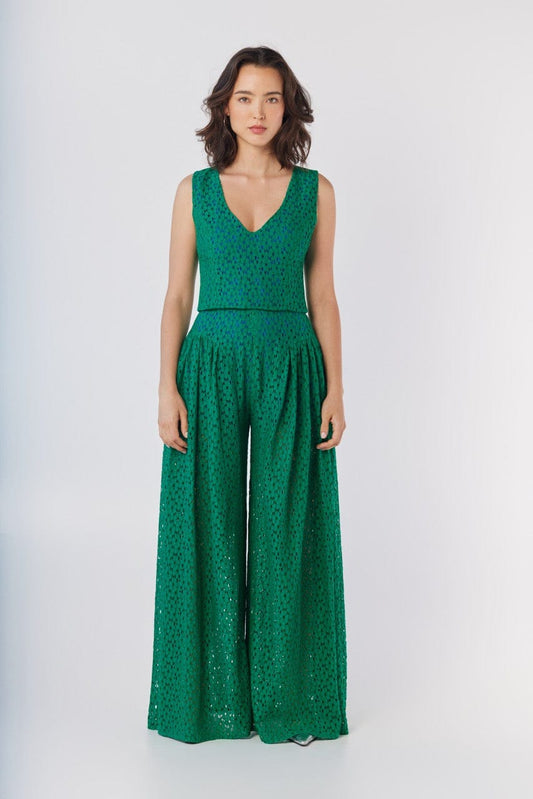 Victoria Pant in Malachite Green Lace Pants CHRISTINE ALCALAY