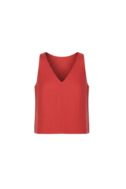 Viviane Tank in Cayenne Red Linen Blend Tops CHRISTINE ALCALAY