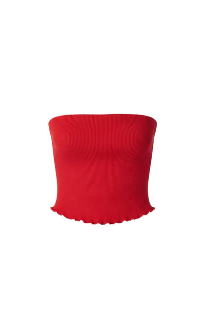 Janet Tube Top in Tomato Pima Cotton Tops CHRISTINE ALCALAY