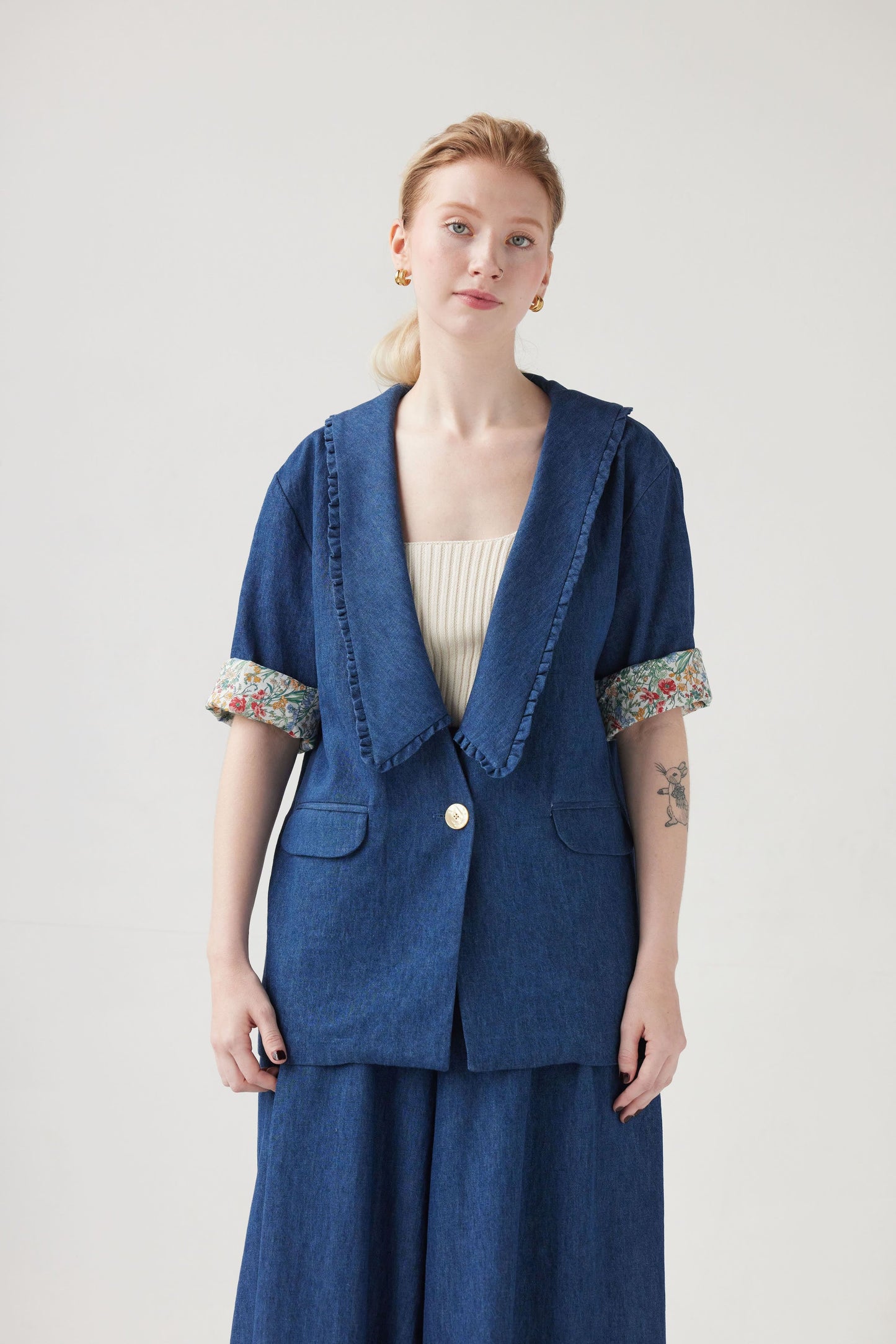 SAMPLE - Sandra Jacket in Soft Suiting Samples CHRISTINE ALCALAY Denim Extra Small 